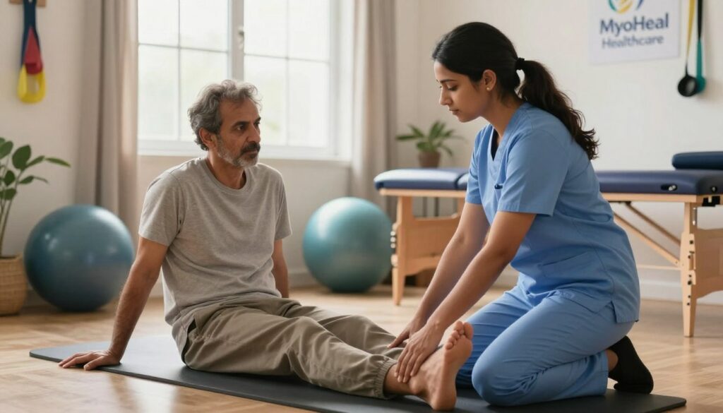 Best physiotherapist at home in Gurgaon providing treatment to a patient at home