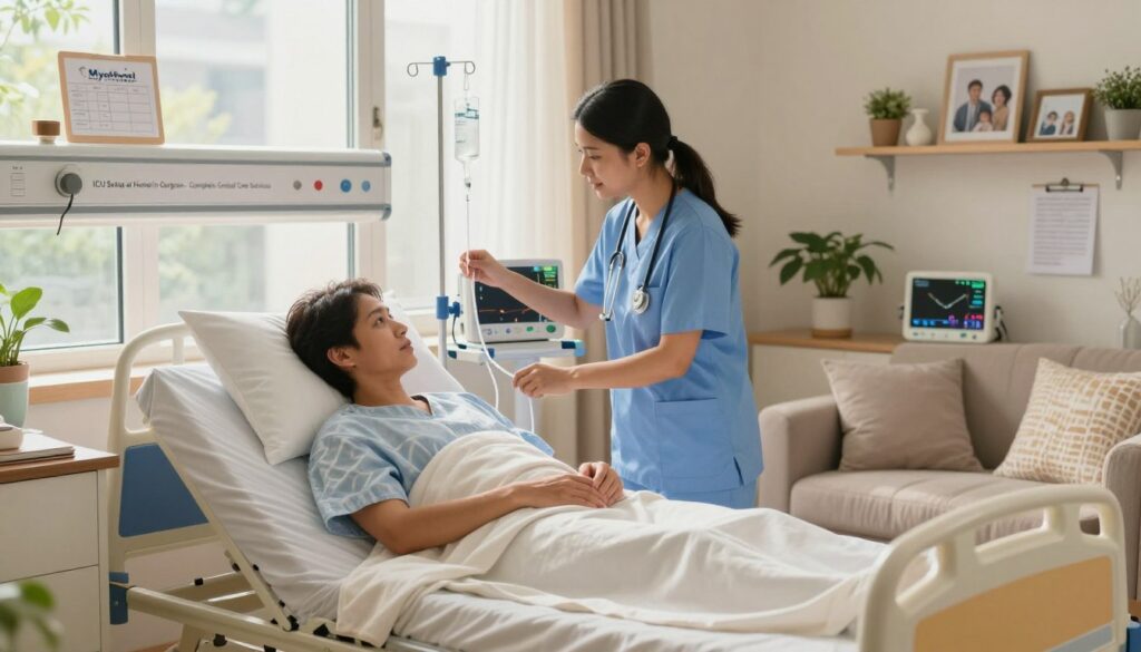 ICU setup at home in Gurgaon with ventilator and ICU bed